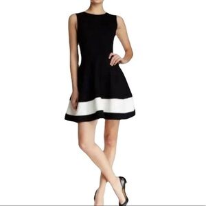 Love Ady L black & white stretch sleeveless fit & flare scoop neck short dress